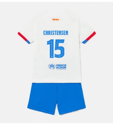 Barcelona Andreas Christensen #15 Bortaställ Barn 2023-24 Kortärmad (+ Korta byxor)